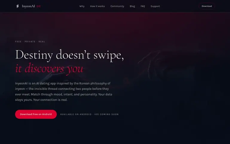 Screenshot of the InyeonAI homepage